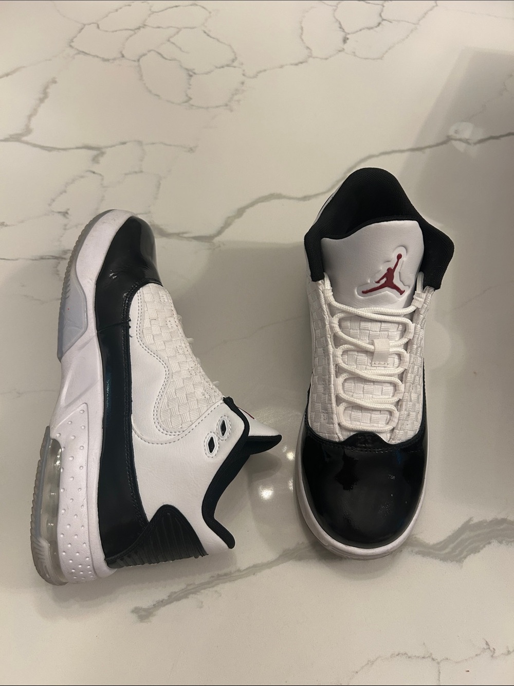 Jordan Kids' White Black and Red Low-Top Sneakers